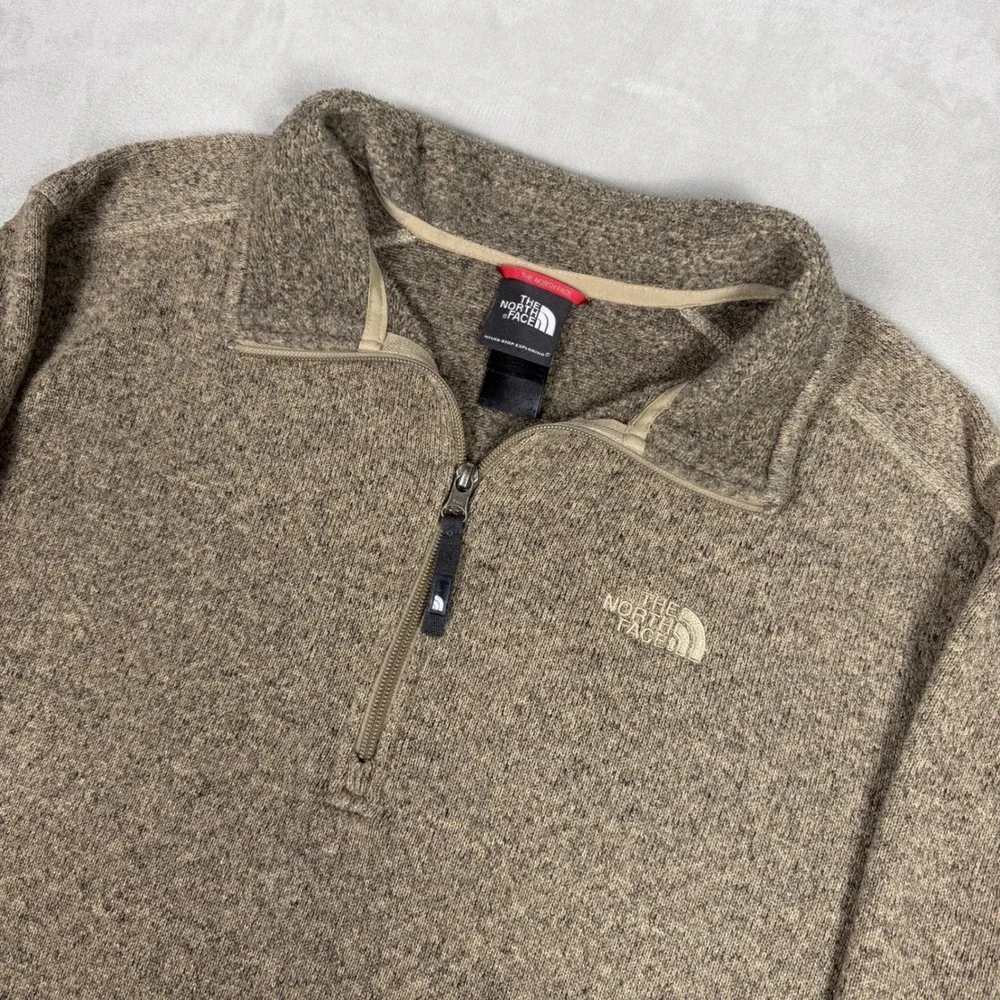 Y2K Mens The North Face Gordon Lyons Quarter Zip Sweater Fleece Tan XL